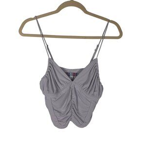 Urban Outfitters M Ruched Lavender Cropped Tank Top V Neck Fairycore y2k Girly
